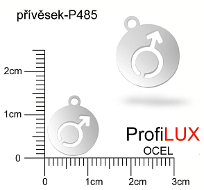 Přívěsek Chirurgická Ocel ozn-P485 znamení pro MUŽE  s očkem velikost 12x14mm tl.1.2mm. Řada přívěsků ProfiLUX. 