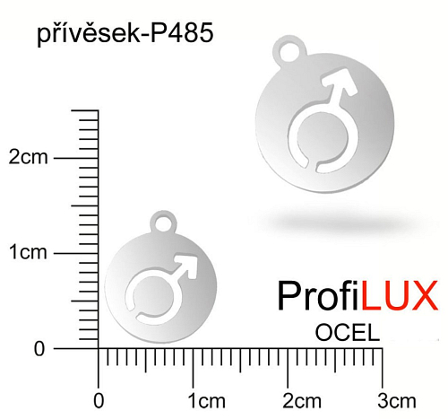 Přívěsek Chirurgická Ocel ozn-P485 znamení pro MUŽE  s očkem velikost 12x14mm tl.1.2mm. Řada přívěsků ProfiLUX. 