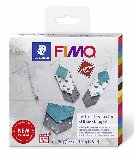 FIMO Leather Sada DIY ŠPERKY balení 4 barevných bloků FIMO po 25g, komponenty a podrobný obrázkový návod.