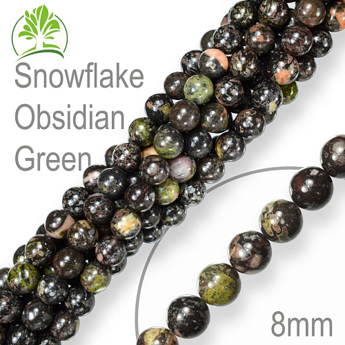 Korálky z minerálů Snowflake Obsidian Green přírodní polodrahokam. Velikost pr.8mm. Balení 10Ks.