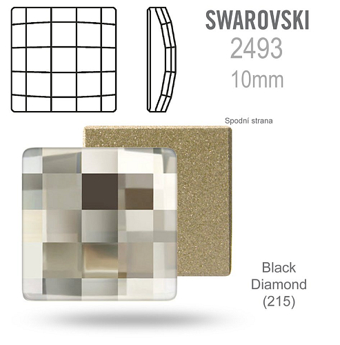 SWAROVSKI Chessboard FB 2493 barva BLACK DIAMOND velikost 10x10mm. 