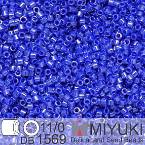 Korálky Miyuki Delica 11/0. Barva Opaque Cyan Blue Luster DB1569. Balení 5g