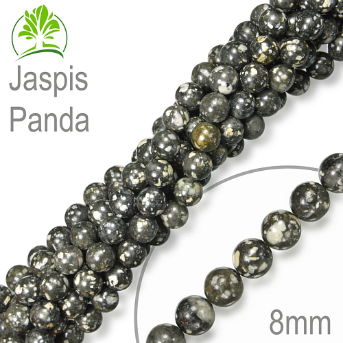 Korálky z minerálů Jaspis Panda přírodní polodrahokam. Velikost pr.8mm. Balení 10Ks.