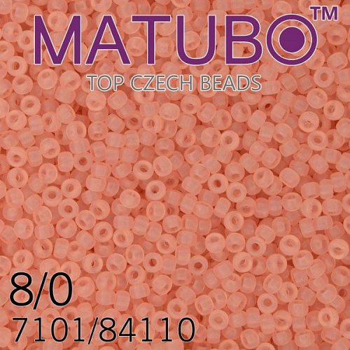 Korálky MATUBO™ mačkané rokajlové korálky. Velikost 8/0 (3,1mm). Barva 71010/84110  ROSA OPÁL MATNÉ. Balení 10g.