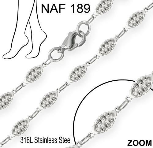 Náramek na nohu NAF 189. Materiál Chirurgická ocel. Délka 26cm.