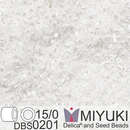 Korálky Miyuki Delica 15/0. Barva DBS 0201 White Pearl Ceylon. Balení 2g.