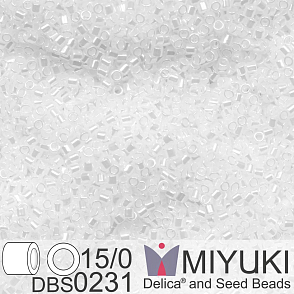 Korálky Miyuki Delica 15/0. Barva DBS 0231 Crystal Ceylon. Balení 2g.