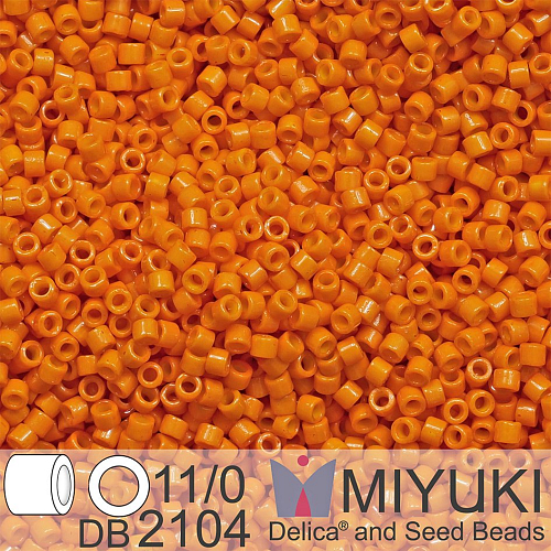 Korálky Miyuki Delica 11/0. Barva Duracoat Dyed Opaque Kumquat DB2104. Balení 5g