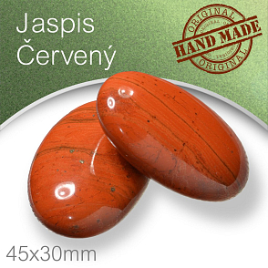 Minerály HMATKY ručně broušené tvar Ovál velikost 45x30mm tl.15mm Jaspis Červený