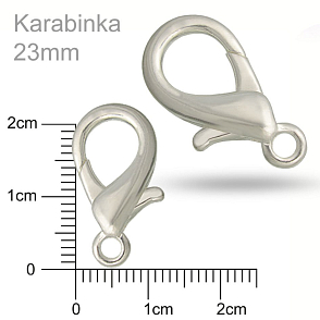 Karabinka velikost 23mm barva stříbrná.