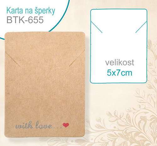 KARTA na šperky BTK 655. Velikost karty 5x7cm. Materiál PAPÍR.