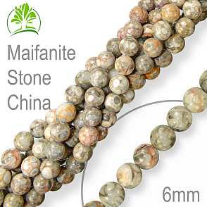 Korálky z minerálů Maifanite Stone China Velikost pr.6mm. Balení 12Ks.