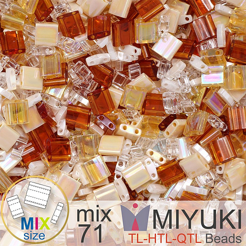Korálky MIYUKI směs tvar TL-HTL-QTL BEADS . Barva MIX 71 Brown Nut. Balení 5g.