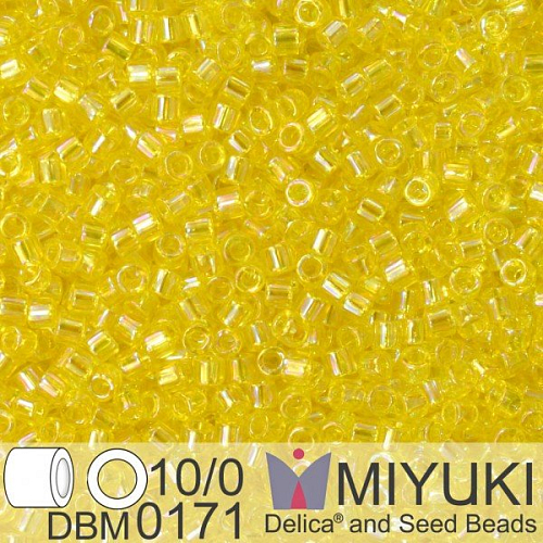 Korálky Miyuki Delica 10/0. Barva Tr Yellow AB DBM0171. Balení 5g.