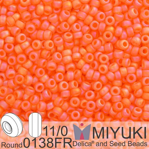 Korálky Miyuki Round 11/0. Barva 0138FR Tr Orange AB. Balení 5g.