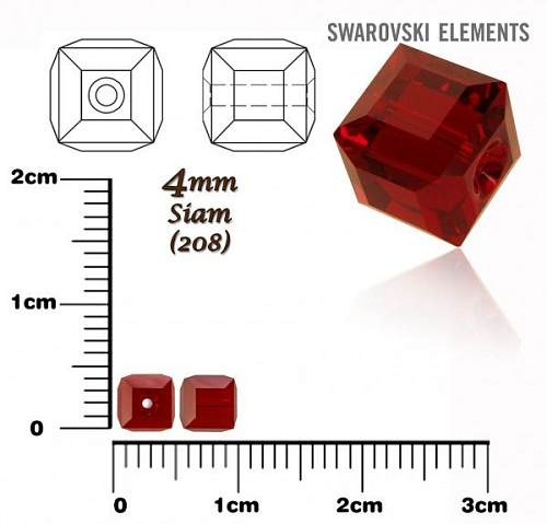 SWAROVSKI ELEMENTS CUBE Beads 5601 barva SIAM velikost 4mm.