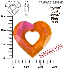 SWAROVSKI 6262 Miss U Heart barva CRYSTAL STRAL PINK velikost 26mm.