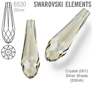 SWAROVSKI 6530 Pure Drop Pendant velikost 20mm. Barva Crystal Silver Shade 
