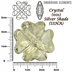 SWAROVSKI 6764 CLOVER Pendant barva CRYSTAL SILVER SHADE velikost 28mm.