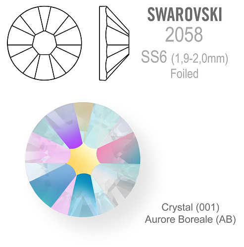 SWAROVSKI FOILED velikost SS6 barva CRYSTAL AURORE BOREALE