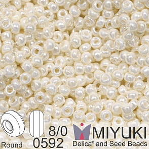 Korálky Miyuki Round 8/0. Barva 0592 Antique Ivory Pearl Ceylon. Balení 5g