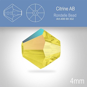 PRECIOSA Bicone MC BEAD (sluníčko) velikost 4mm. Barva CITRINE  AB. Balení 30ks .