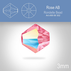PRECIOSA Bicone (sluníčko) velikost 3mm. Barva ROSE AB. Balení 40ks