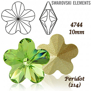 SWAROVSKI ELEMENTS Flower Fancy 4744 barva PERIDOT (214) velikost 10mm