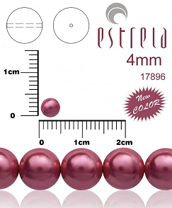 VOSKOVANÉ korále tvar kulatý. Velikost 4mm. Barva 17896 (metalická starorůžová ) New COLOR. Balení 31ks na návleku