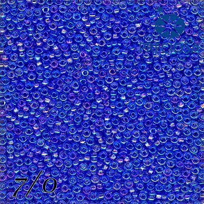 Korálky Preciosa Round 7/0. Barva 7063 Modrá s pokovem. Balení 25g