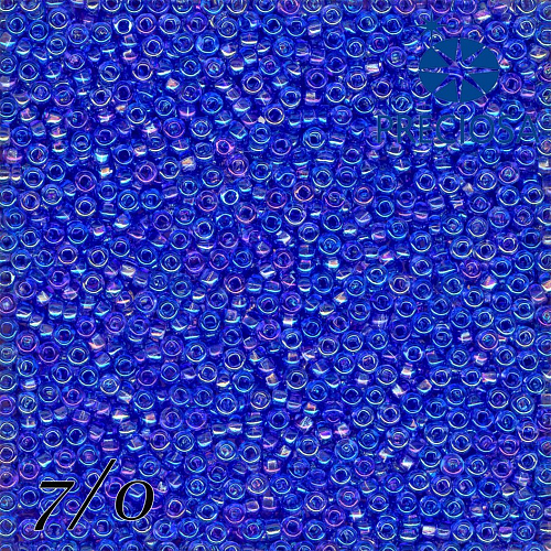 Korálky Preciosa Round 7/0. Barva 7063 Modrá s pokovem. Balení 25g