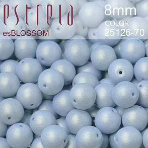 Korálky esBLOSSOM voskované tvar kulatý. Velikost 8mm. Barva 25126-70 (modrá+listr). Balení 15ks na návleku. 