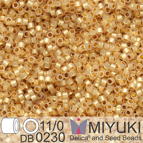Korálky Miyuki Delica 11/0. Barva 24kt Gold Lined Opal DB0230. Balení 3g.