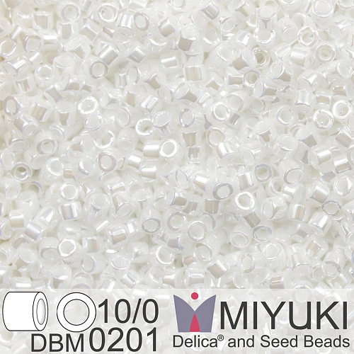 Korálky Miyuki Delica 10/0. Barva White Pearl Ceylon DBM0201. Balení 5g.