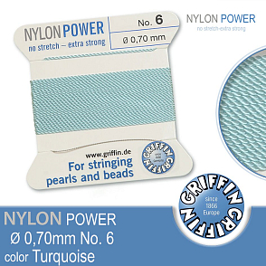 NYLON Power velmi pevná nit GRIFFIN síla nitě 0,70mm barva Turquoise