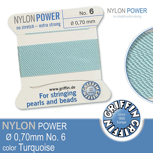 NYLON Power velmi pevná nit GRIFFIN síla nitě 0,70mm barva Turquoise