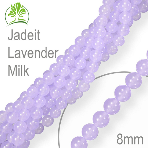 Korálky z minerálů Jadeit Lavender Milk. Velikost pr.8mm. Balení 10Ks.