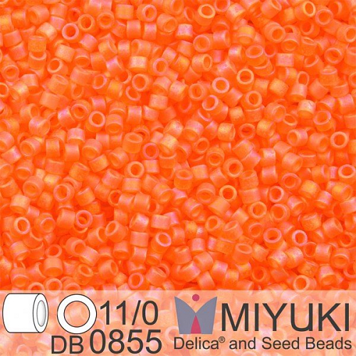 Korálky Miyuki Delica 11/0. Barva Matte Tr Orange AB DB0855. Balení 5g