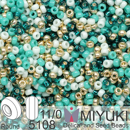 Korálky Miyuki Round 11/0. Barva Indian Blue Mix 5108. Balení 5g.