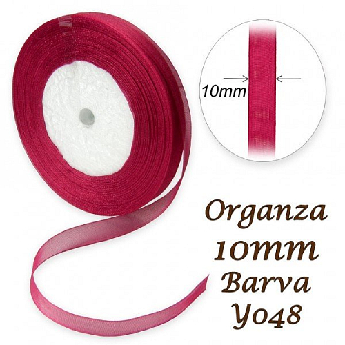 ORGANZA stuha šířka 10mm. Číslo Y048 barva VÍNOVÁ. 