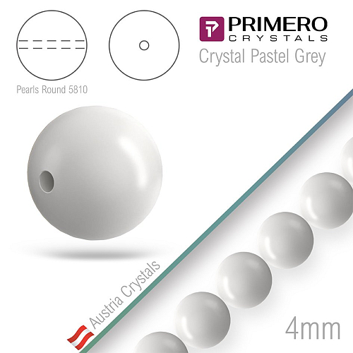 Korálky PRIMERO Crystals 5810. Barva Crystal Pastel Grey. Velikost 4mm balení-50Ks.