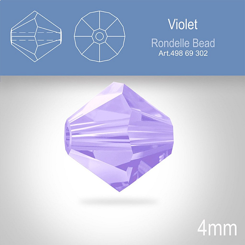 PRECIOSA Bicone MC BEAD (sluníčko) velikost 4mm. Barva VIOLET. Balení 30ks .