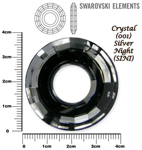 SWAROVSKI Disk Pendant 6039 barva CRYSTAL SILVER NIGHT velikost 38mm.