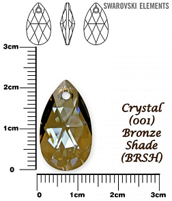 SWAROVSKI Pear-Shaped 6106 barva CRYSTAL BRONZE SHADE  velikost 22mm.