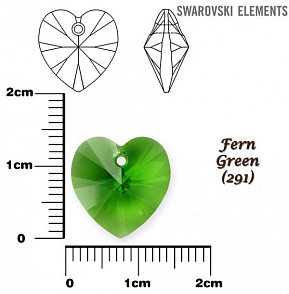 SWAROVSKI Heart Pendant barva FERN GREEN velikost 14,4x14mm.