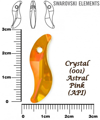 SWAROVSKI 6525 Wave Pendant barva CRYSTAL ASTRAL PINK velikost 28mm.