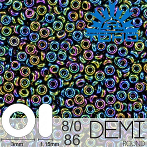 Korálky TOHO Demi Round 8/0. Barva 86 Metallic Rainbow Iris . Balení 5g