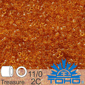 Korálky TOHO tvar TREASURE (válcové). Velikost 11/0. Barva č. 2C-Transparent Topaz . Balení 5g.