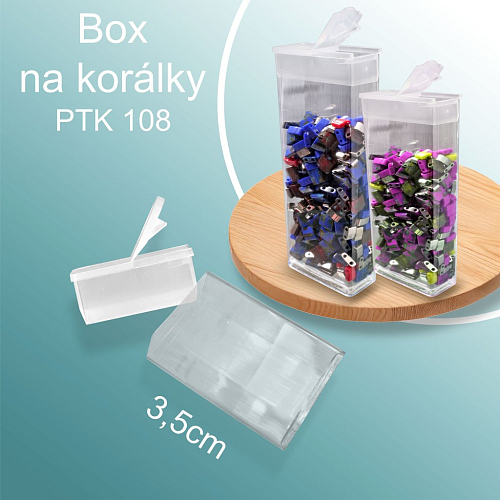 BOX na KORÁLKY. Ozn.-PTK 108. Velikost  35mm.  Mat. průhledný plast + víčko se zavíráním.