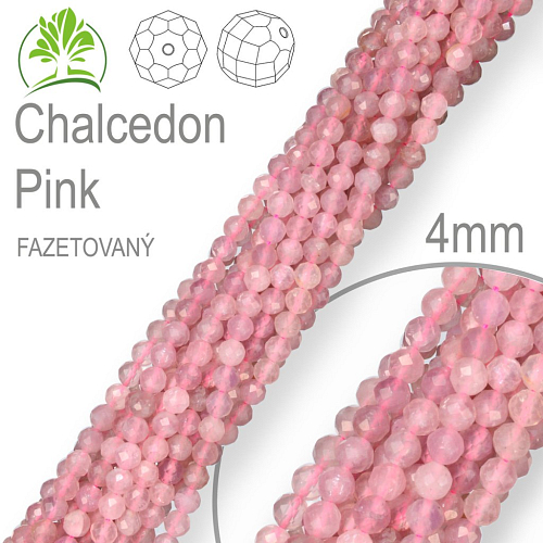 Korálky z minerálů Chalcedon Pink  Fazetovaný přírodní polodrahokam. Velikost pr.4mm. Balení 95Ks. 